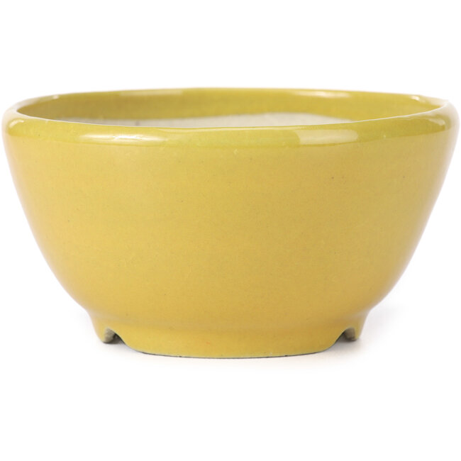 Pot à bonsaï rond jaune par Koyou - 115 x 115 x 60 mm