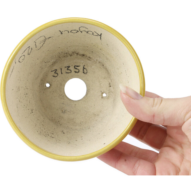 Round yellow bonsai pot by Koyou - 115 x 115 x 60 mm