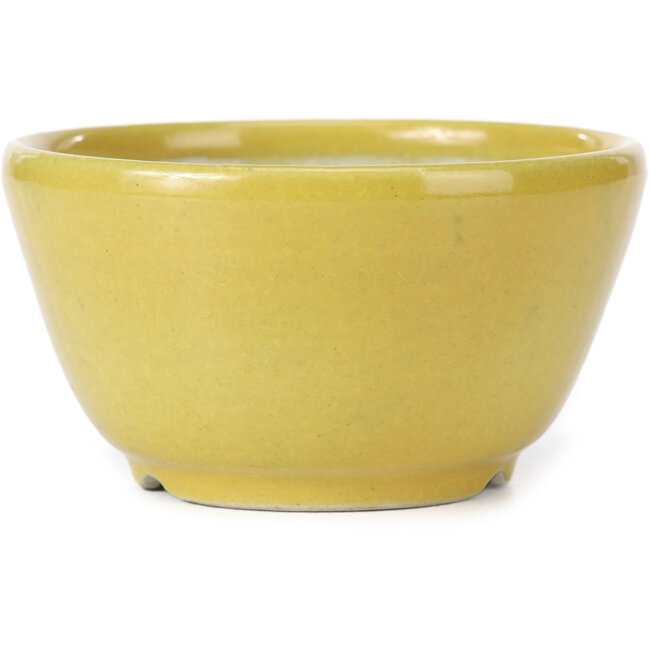 Pot à bonsaï rond jaune par Koyou - 115 x 115 x 60 mm
