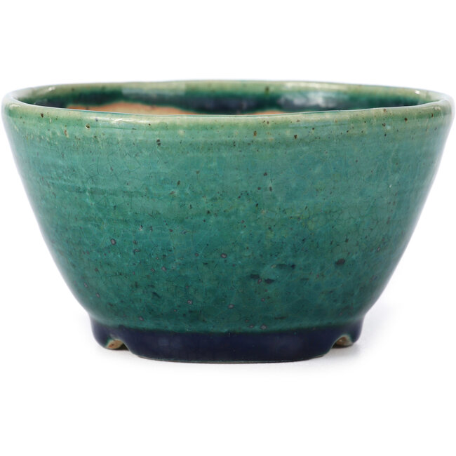 Round green bonsai pot by Koyou - 115 x 115 x 60 mm