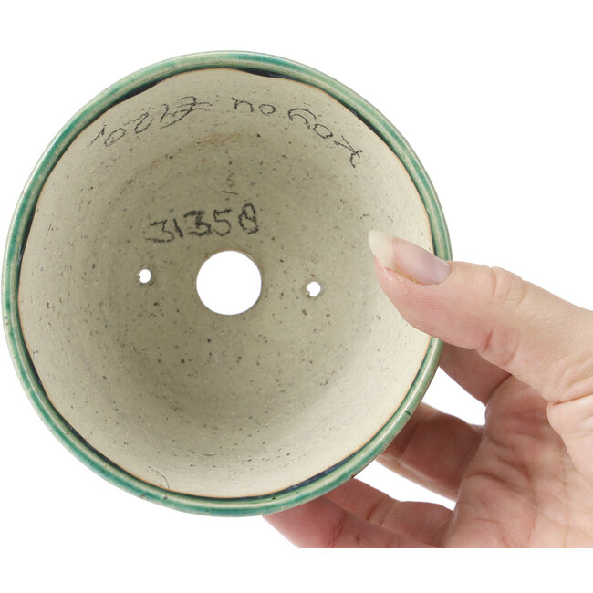 Maceta de bonsái verde redonda de Koyou - 115 x 115 x 60 mm