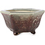 Hexagonal green bonsai pot by Heian Kosen - 105 x 90 x 55 mm