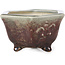 Hexagonal red and light grey bonsai pot by Heian Kosen - 105 x 90 x 55 mm