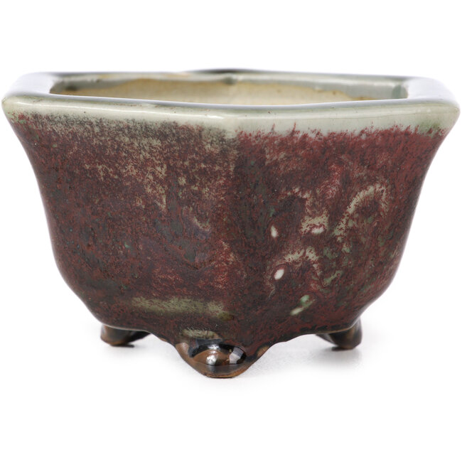 Vaso per bonsai verde esagonale di Heian Kosen - 105 x 90 x 55 mm