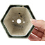 Hexagonal red and light grey bonsai pot by Heian Kosen - 105 x 90 x 55 mm