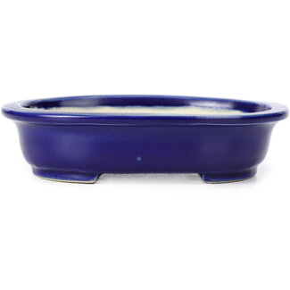 135 mm oval blue bonsai pot by Kakuzan, Tokoname, Japan