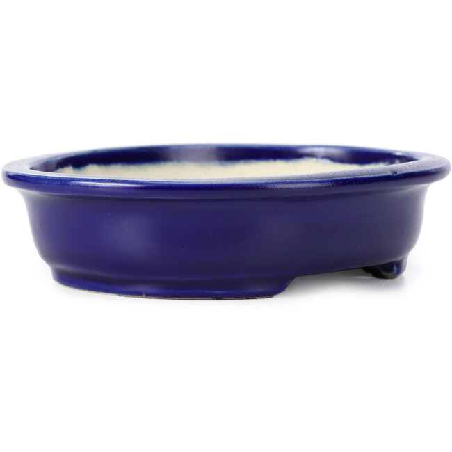 Pot à bonsaï ovale bleu par Kakuzan - 135 x 115 x 30 mm