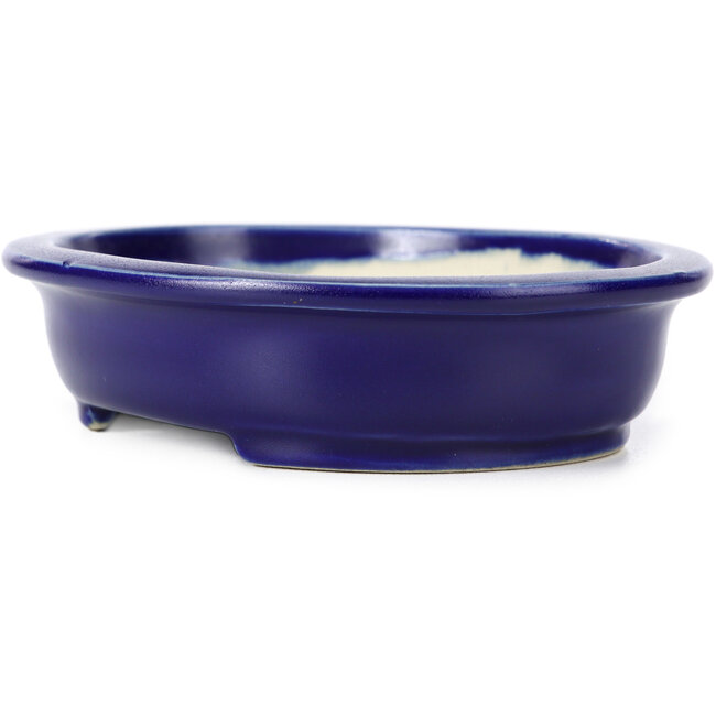 Maceta de bonsái azul ovalada de Kakuzan - 135 x 115 x 30 mm