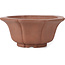 Octagonal lotus shape unglazed bonsai pot by Kakuzan - 160 x 160 x 80 mm