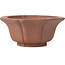 Octagonal lotus shape unglazed bonsai pot by Kakuzan - 160 x 160 x 80 mm