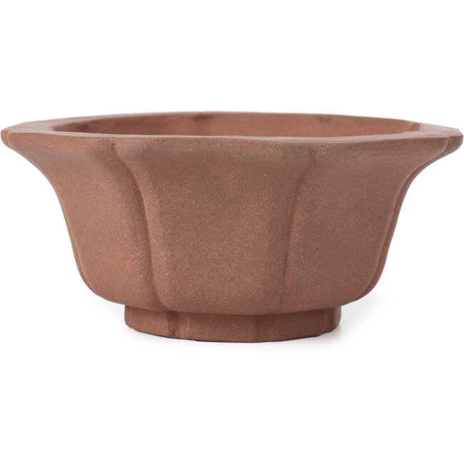 Pot à bonsaï octogonal en forme de lotus non émaillé par Kakuzan - 160 x 160 x 80 mm