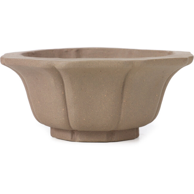 Maceta de bonsái sin esmaltar con forma de loto octogonal de Kakuzan - 160 x 160 x 80 mm