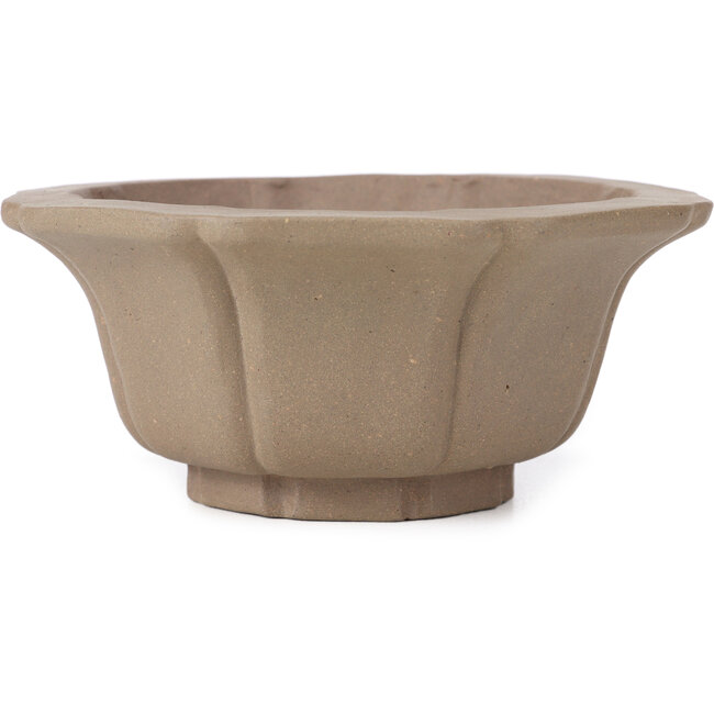 Maceta de bonsái sin esmaltar con forma de loto octogonal de Kakuzan - 160 x 160 x 80 mm