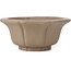 Achthoekige lotusvorm ongeglazuurde bonsaipot van Kakuzan - 160 x 160 x 80 mm
