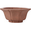 Octagonal lotus shape unglazed bonsai pot by Kakuzan - 160 x 160 x 80 mm