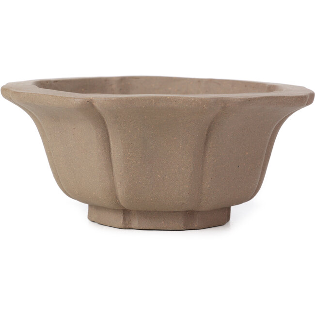 Maceta de bonsái sin esmaltar con forma de loto octogonal de Kakuzan - 160 x 160 x 80 mm