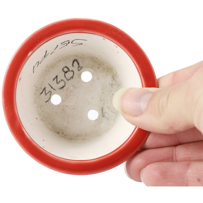 Round red bonsai pot by Seifu - 70 x 70 x 35 mm