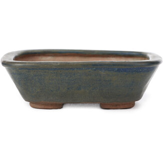  Echizen Hosui 140 mm rectangular blue bonsai pot by Echizen, Japan