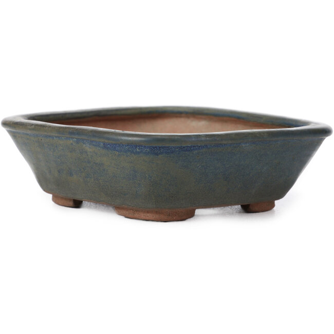 Rechthoekige blauwe bonsaipot van Echizen - 140 x 130 x 40 mm