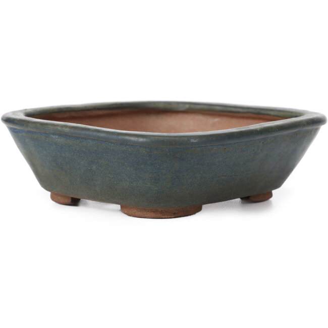 Rechteckige blaue Bonsaischale von Echizen - 140 x 130 x 40 mm