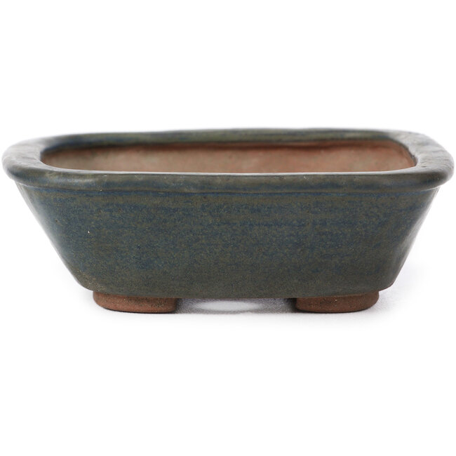 Rectangular blue bonsai pot by Echizen - 140 x 130 x 40 mm