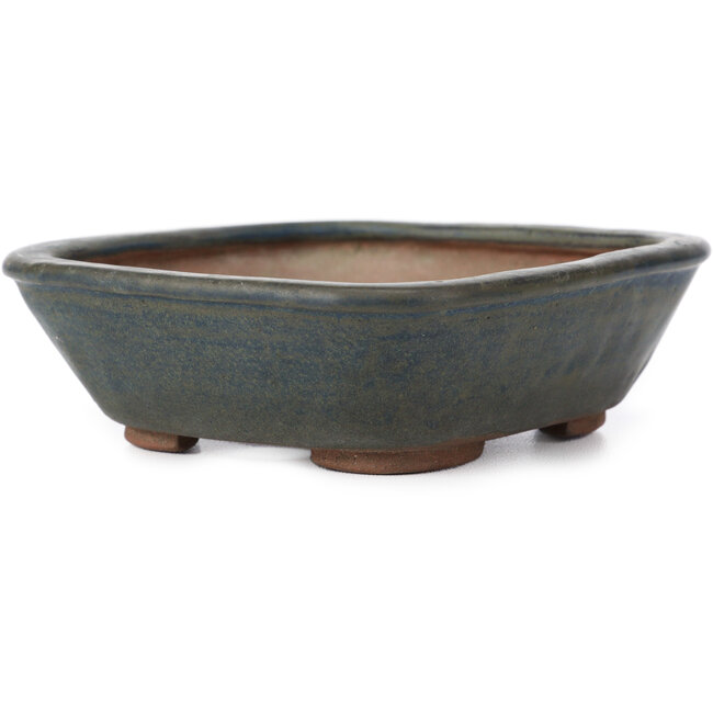 Pot à bonsaï rectangulaire bleu par Echizen - 140 x 130 x 40 mm