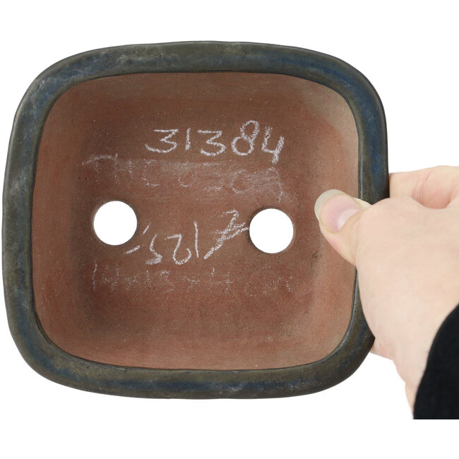 Pot à bonsaï rectangulaire bleu par Echizen - 140 x 130 x 40 mm