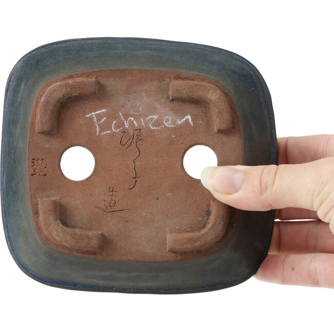 Vaso bonsai blu rettangolare di Echizen - 140 x 130 x 40 mm