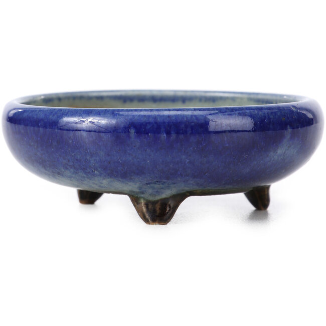 Round blue bonsai pot by Heian Kosen - 90 x 90 x 30 mm