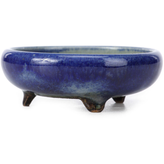 Runde blaue Bonsaischale von Heian Kosen - 90 x 90 x 30 mm