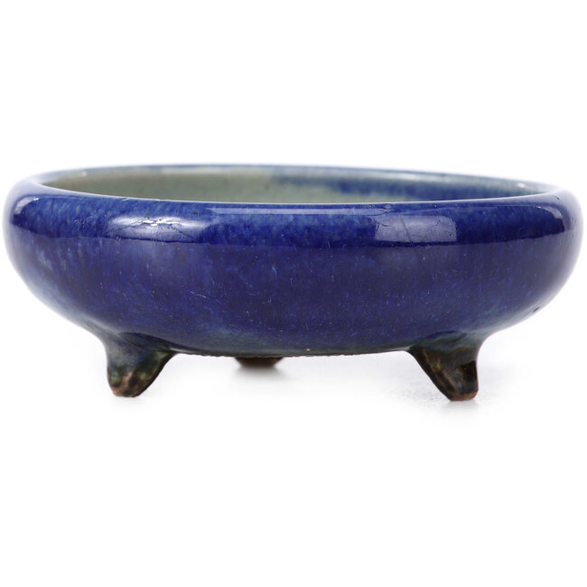 Round blue bonsai pot by Heian Kosen - 90 x 90 x 30 mm