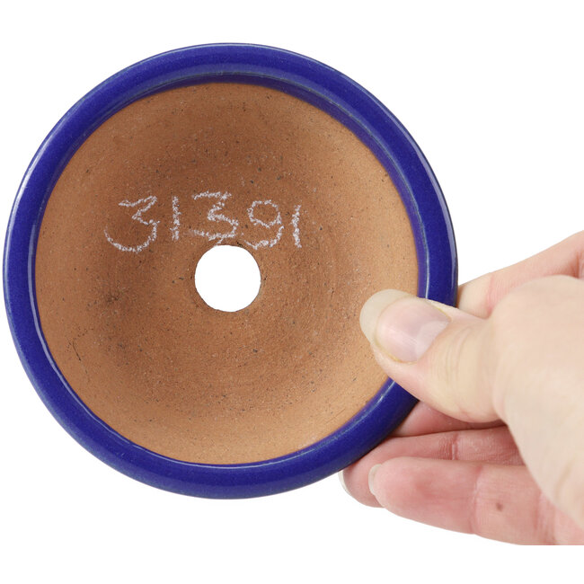 Ronde blauwe bonsaipot van Shibakatsu - 95 x 95 x 30 mm