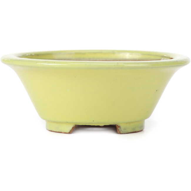 Round yellow bonsai pot - 105 x 105 x 40 mm