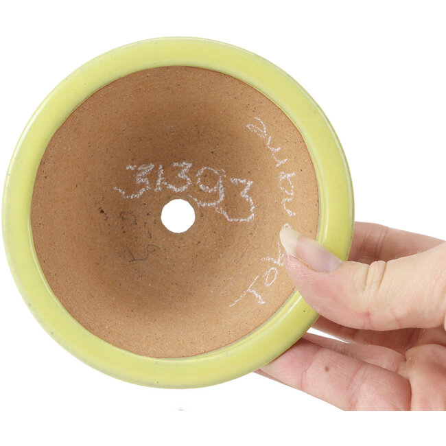 Round yellow bonsai pot - 105 x 105 x 40 mm