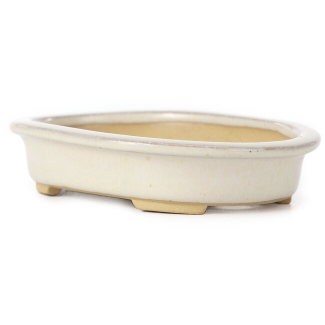 Oval beige bonsai pot by Yamaaki - 105 x 80 x 25 mm