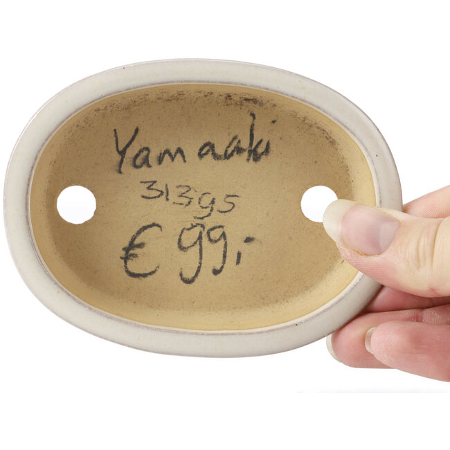 Ovale beige bonsaipot van Yamaaki - 105 x 80 x 25 mm