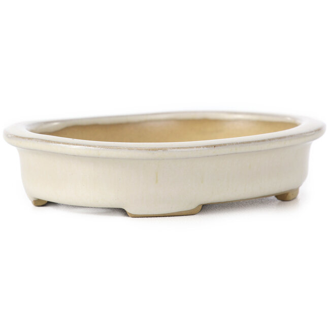 Maceta de bonsái beige ovalada de Yamaaki - 105 x 80 x 25 mm