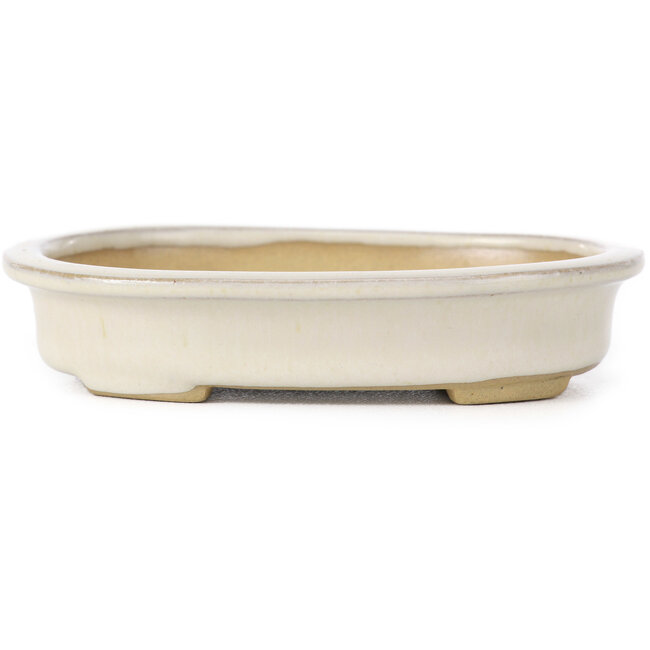 Oval beige bonsai pot by Yamaaki - 105 x 80 x 25 mm