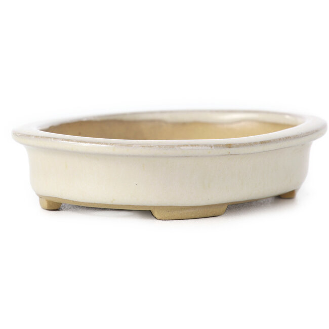 Ovale beige Bonsaischale von Yamaaki - 105 x 80 x 25 mm