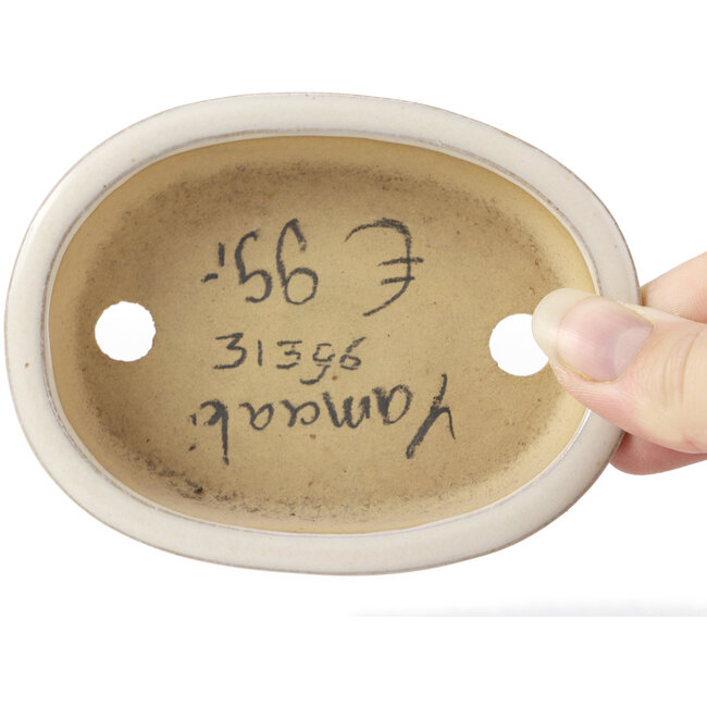Ovale beige bonsaipot van Yamaaki - 105 x 80 x 25 mm