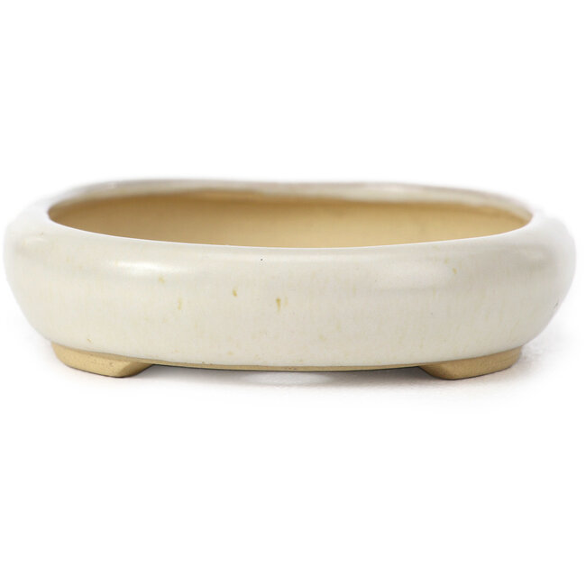 Oval beige bonsai pot by Yamaaki - 105 x 80 x 25 mm