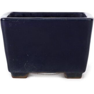  Yamafusa - Takehiko Koie 100 mm square blue bonsai pot by Yamafusa, Tokoname, Japan