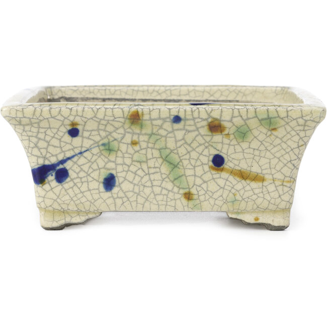 Rechthoekige beige bonsaipot van Terahata Satomi Mazan - 160 x 135 x 65 mm