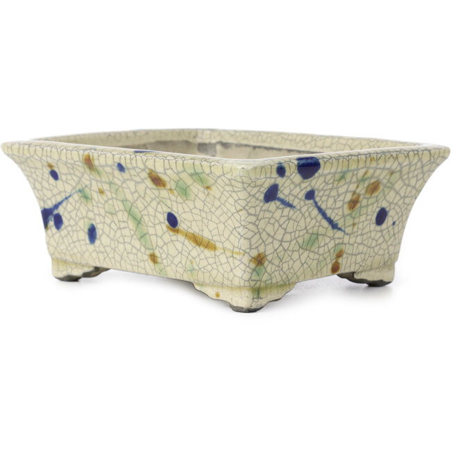 Rectangular beige bonsai pot by Terahata Satomi Mazan - 160 x 135 x 65 mm