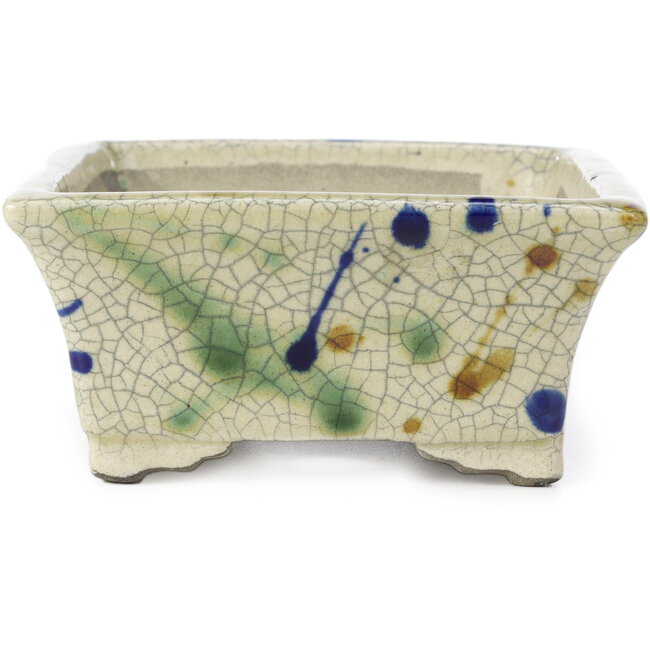 Vaso bonsai rettangolare beige di Terahata Satomi Mazan - 160 x 135 x 65 mm