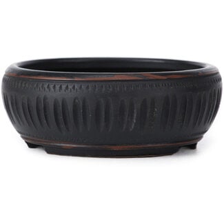 Bigei - Hirata Atsumi 95 mm round unglazed bonsai pot by Bigei, Tokoname, Japan