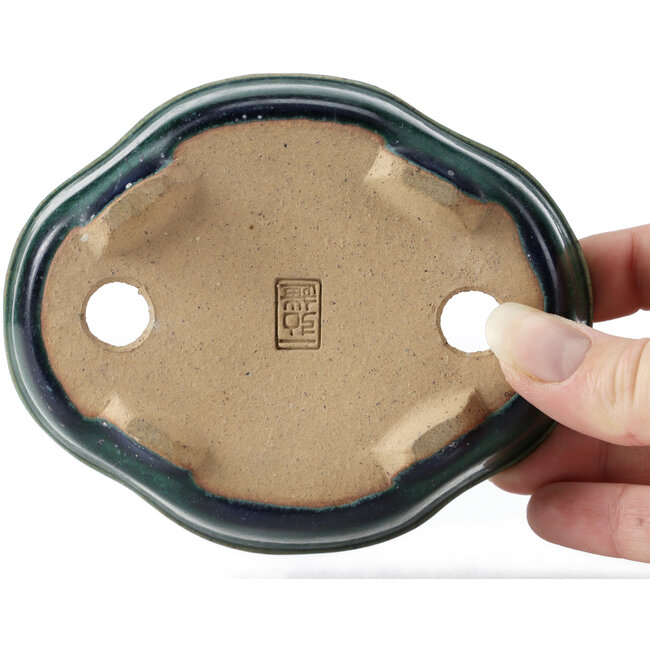 Mokko green bonsai pot by Ikkou - 120 x 100 x 30 mm