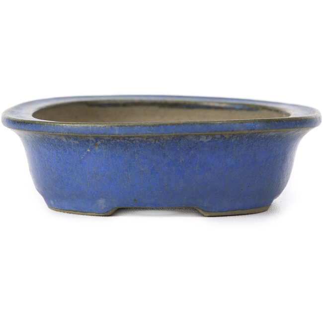 Ovale blaue Bonsaischale von Ikkou - 125 x 105 x 30 mm