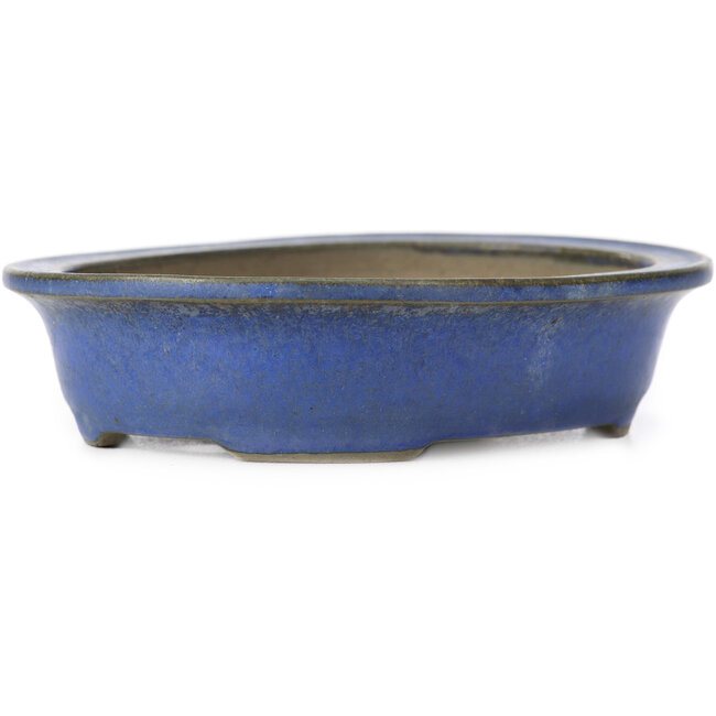 Pot à bonsaï ovale bleu par Ikkou - 125 x 105 x 30 mm