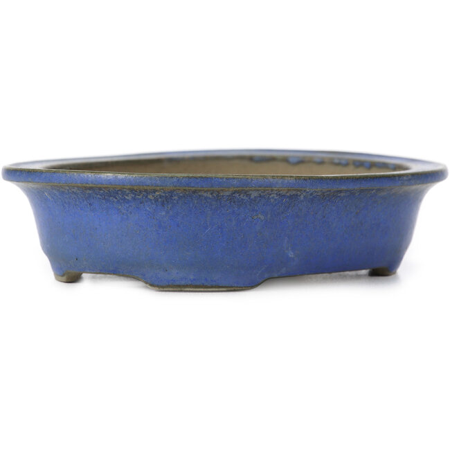 Ovale blaue Bonsaischale von Ikkou - 125 x 105 x 30 mm